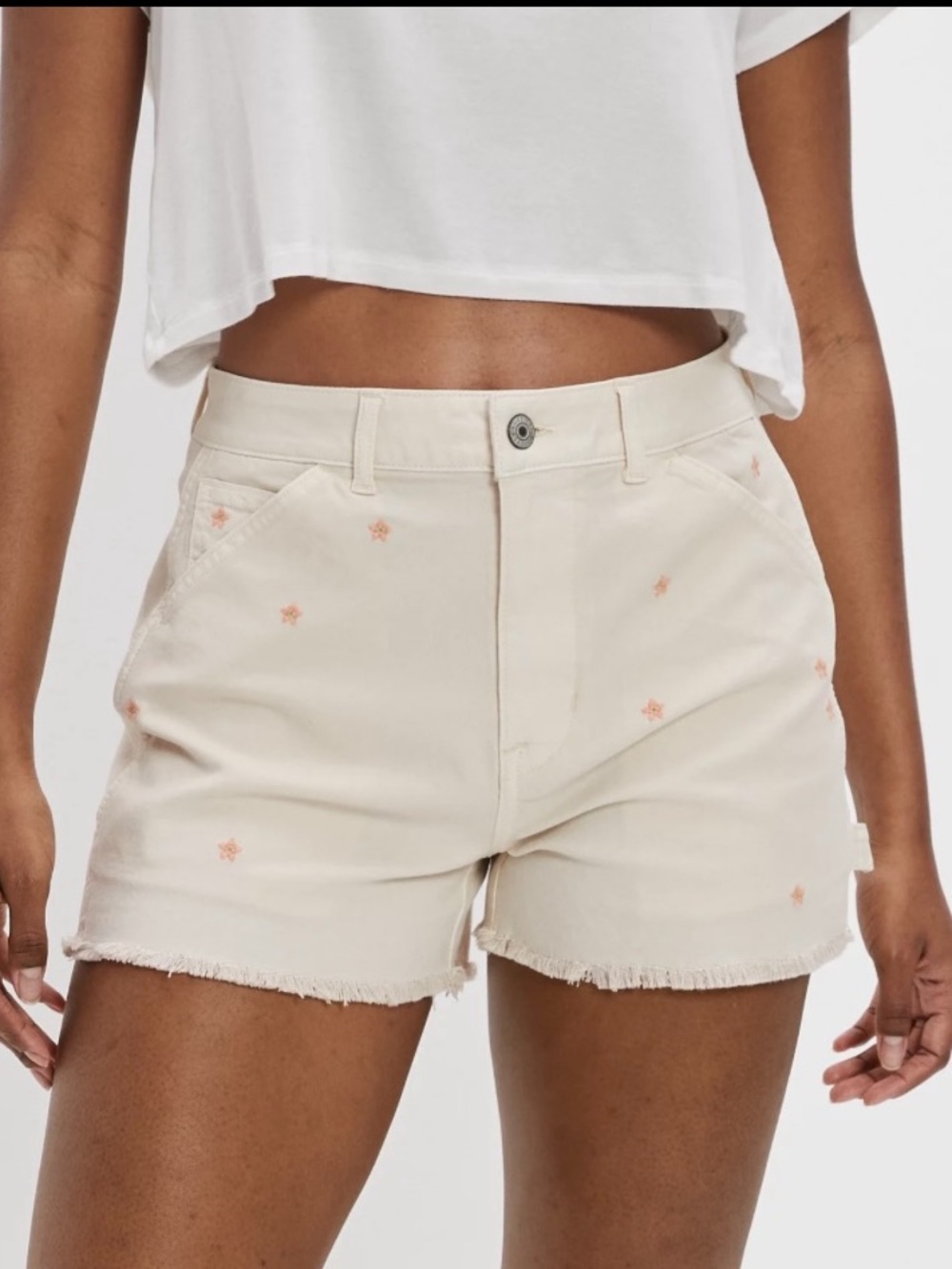 American Eagle Size 16 Boyfriend Shorts Floral Embroidered High Rise Raw Hem